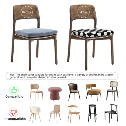 Yakelo Seat Covers for Dining Room Black and White Checkered Chair Seat Slipcovers Kitchen Chair Covers Removable Washable Stretch Dining Chair Covers 4 Pcs
