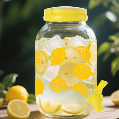 2 Piece Lemon Plastic Drink Dispenser and 40 Pcs Lemon Paper Party Cups 1 Gallon Iced Beverage Dispenser Tea Jar with Spigot and Carrying Lid Clear Dispenser for Lemonade Stand Lemon Juice Tea Beer