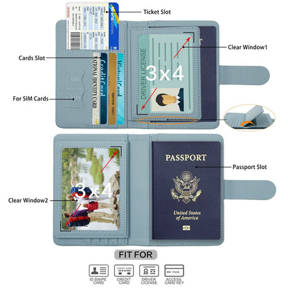 Melsbrinna Rfid Passport Holder for Travel women/Men, Cute Passport Wallet Rfid Blocking Card Slots, Rfid Passport Cover/CaseTravel Wallet, Passport Book Holder (1, Blue1)