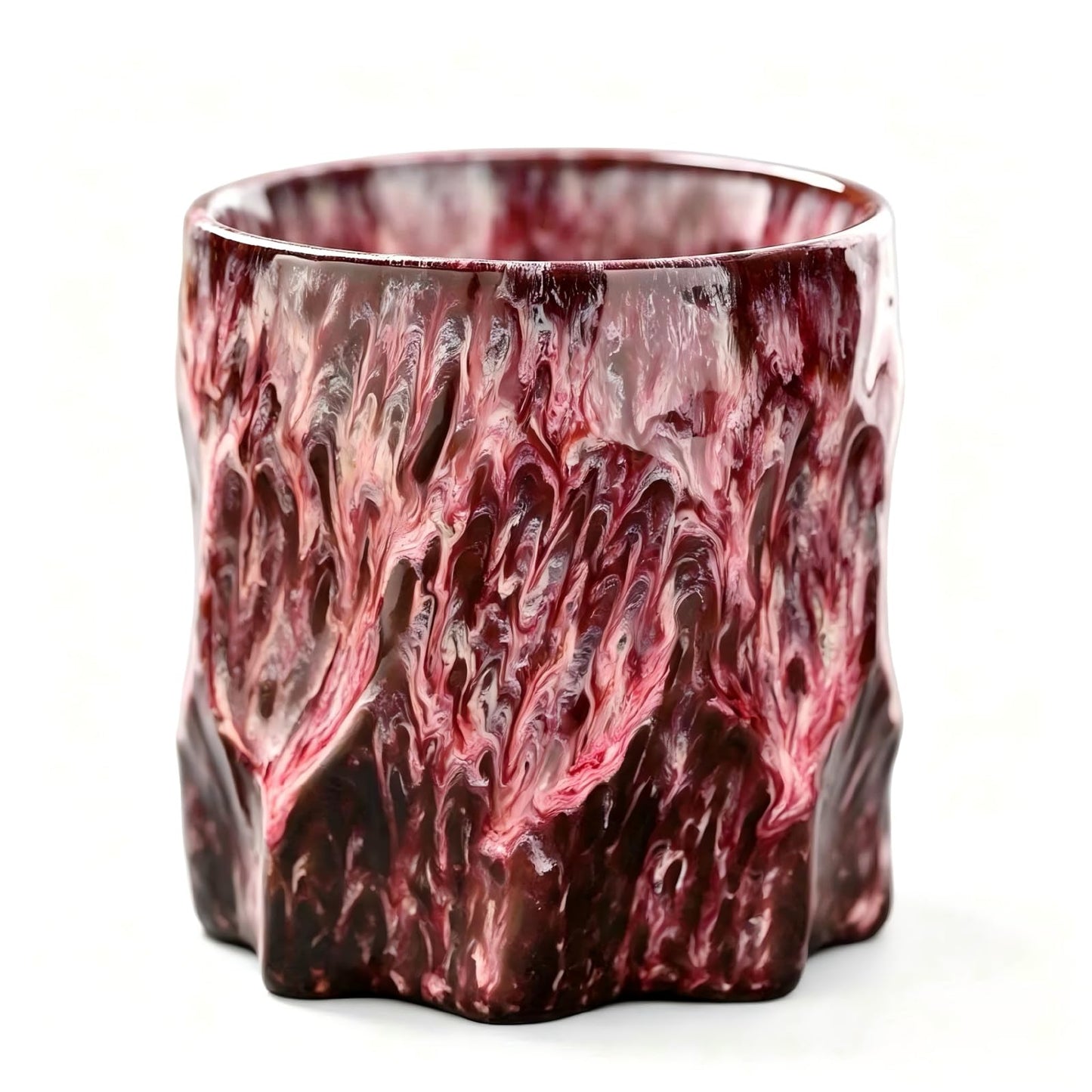EWCEFIC Handmade Artisan Ceramic Coffee cup,Unique Large Coffee Mug,Microwave Dishwasher Safe,Great Holiday Gift for Him/Her,Perfect Office Desk Essential (Sakura Pink Swirl, 10, Fluid Ounces)