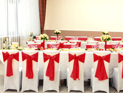 YMHPRIDE 60 PCS Red Satin Chair Sashes,Ties Chair Bows Designed Chair Sashes Chair Cover for Wedding Party Baby Shower Banquet Folding Chairs Decoration(Red,7x108 inch)