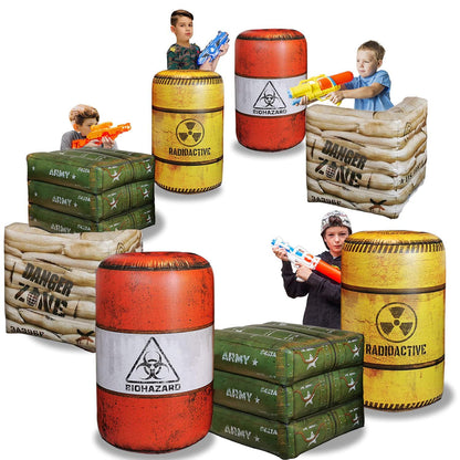 NINOSTAR 4 Pack Inflatable Battle Battlefield Barrels,Great for Party Laser Tag Gun Game Battle Obstacles by Ninostar