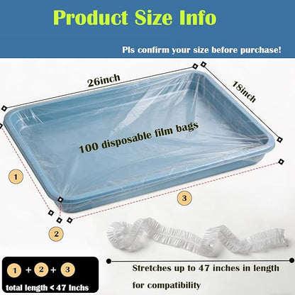 Disposable Bird Cage Liners 100 PCS Clear Plastic Parakeet Cage Liner Bag for 18x26 Inch Pallets Universal Elastic Film Intended for Parakeet, Cockatiels, Rabbit, Guinea Pig Finches Canaries