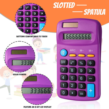 Copkim 24 Pack Student Mini Calculator for Classroom, 8-Digit Display Dual Powered Handheld Math Tools for Teachers, School Supplies and Classroom Rewards, Compact Design(Purple)