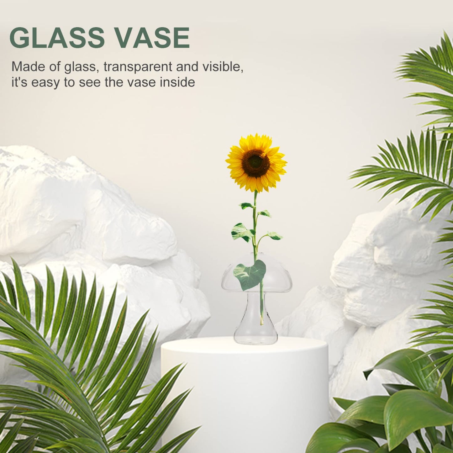 NOLITOY Mushroom Glass Mushroom Shaped Jar Mushroom Shaped Glass Vase Hydroponic Plant Vase Terrarium Vase for Home Office Living Room Mushroom Glass Clear Vases