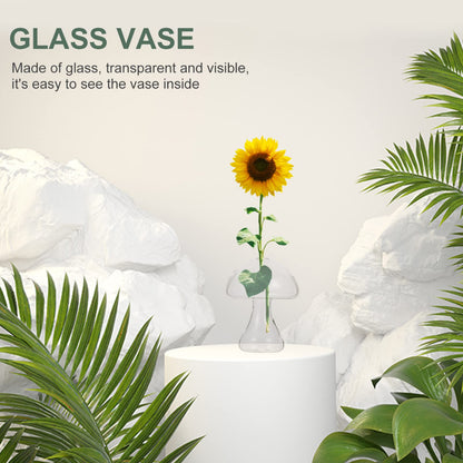 NOLITOY Mushroom Glass Mushroom Shaped Jar Mushroom Shaped Glass Vase Hydroponic Plant Vase Terrarium Vase for Home Office Living Room Mushroom Glass Clear Vases