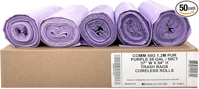 Ultrasac Heavy Duty 55 Gallon Purple Trash Bags
