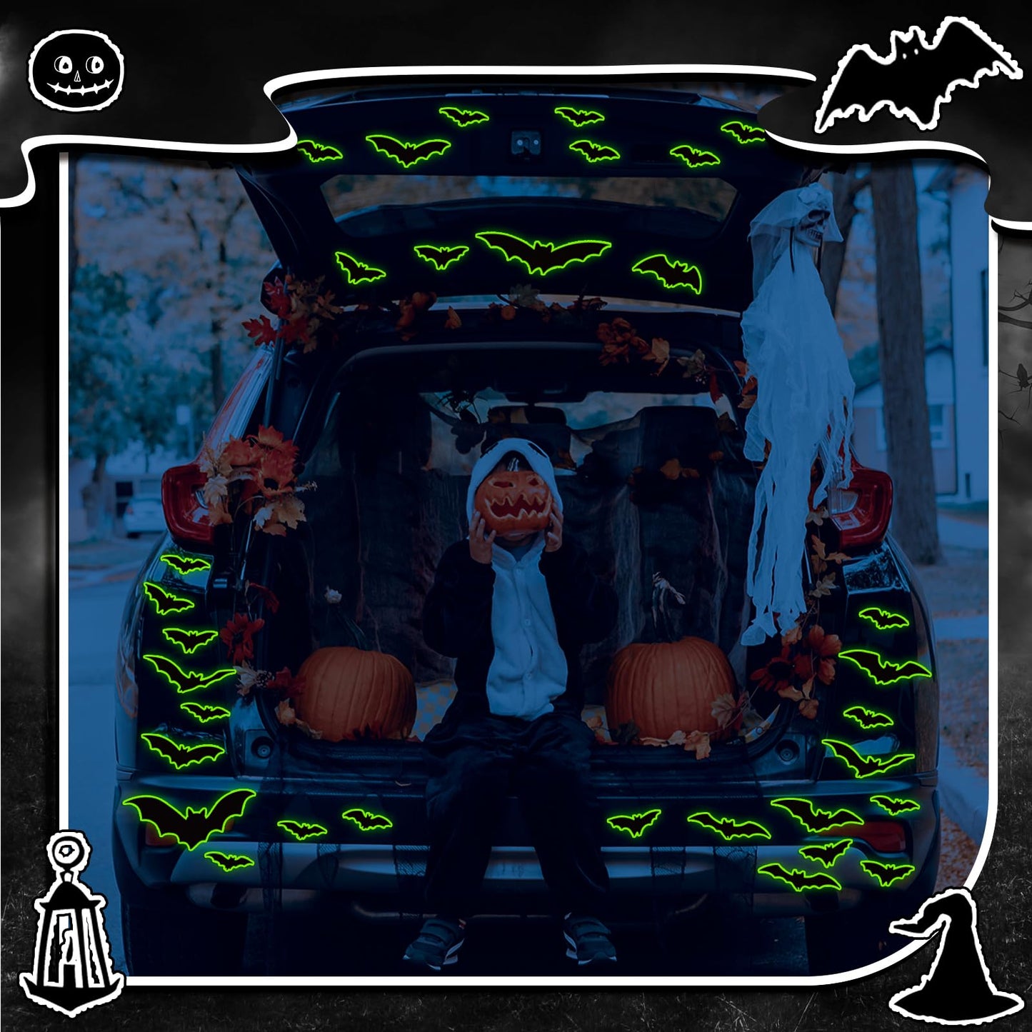Kanayu 32 Pcs Halloween Garage Door Decorations Magnets Glow in the Dark Black Bats Spider Garage Door Magnets Luminous Magnetic Stickers Halloween Decorations for Home Car Refrigerator(Classic Bat)