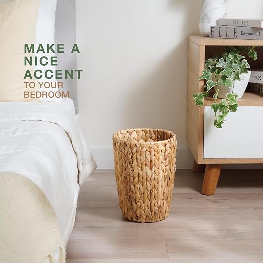 84ECO 2-Pack Wicker Trash Cans - Rattan Trash Can - Wicker Waste Basket for Bathroom, Bedroom - Woven Waste Basket (Natural, 2 Gallon)