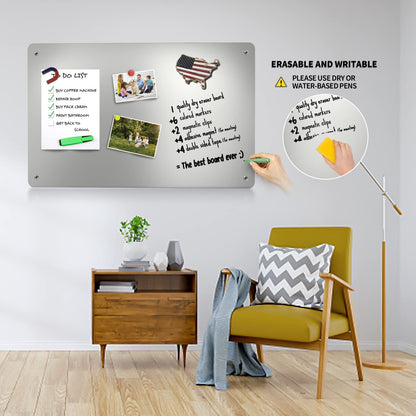 2Pack Magnetic Board,17.1" x 11.8" Magnet Display,for Magnets and Bulletin Board,Suitable for Wall, Refrigerator, Compartment, Cabinet etc,Comes with Dual Lock Tape for Easy Hanging (Silver)