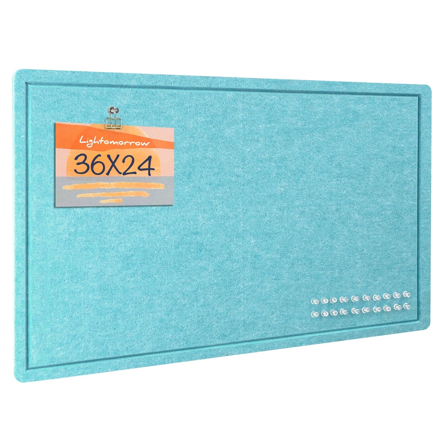 Bulletin Board, 36 x 24 inches Felt Board - Decorative Pin Board, Cork Board Alternative for Wall, 3' x 2' Foldable Picture Board Self-Adhesive Vision Board with 20 Pushpins - Turquoise Blue