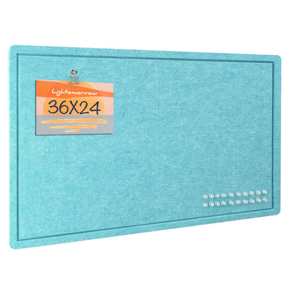 Bulletin Board, 36 x 24 inches Felt Board - Decorative Pin Board, Cork Board Alternative for Wall, 3' x 2' Foldable Picture Board Self-Adhesive Vision Board with 20 Pushpins - Turquoise Blue