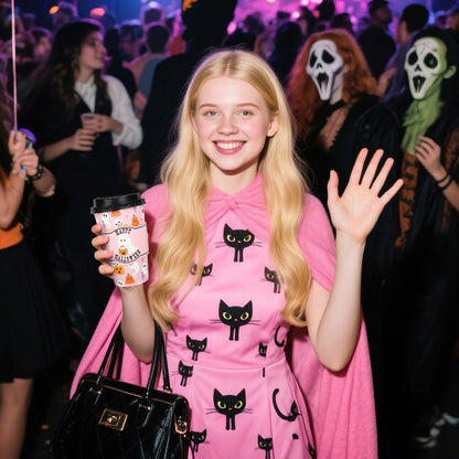 Whaline 50Pcs 16Oz Halloween Disposable Coffee Cups with Lids and Sleeves Pink Ghost Boo Pumpkin Paper Drinking Cup for Trick or Treat Birthday Party Supplies