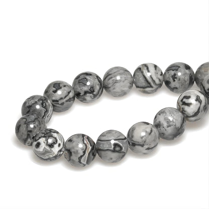 MJDCB AAA Natural Map Stone Beads Gray Picasso Stone Beads for DIY Bracelet Making 15" (6mm)