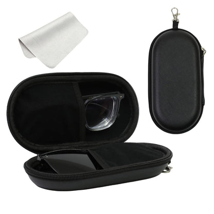FlyingMage Double Eyeglasses Case, Hard Shell Dual Glasses Sunglasses Organizer with Zipper Clip Travel Eyewear Storage for Women Men (Black)