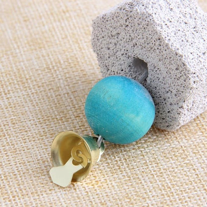 BWESOO Cute Bird Grinding Beak Calcium Stone with Bell Mineral Lava Block Trimming Teeth Chewing Toys for Chinchilla Bunny Parrot Bird Toys