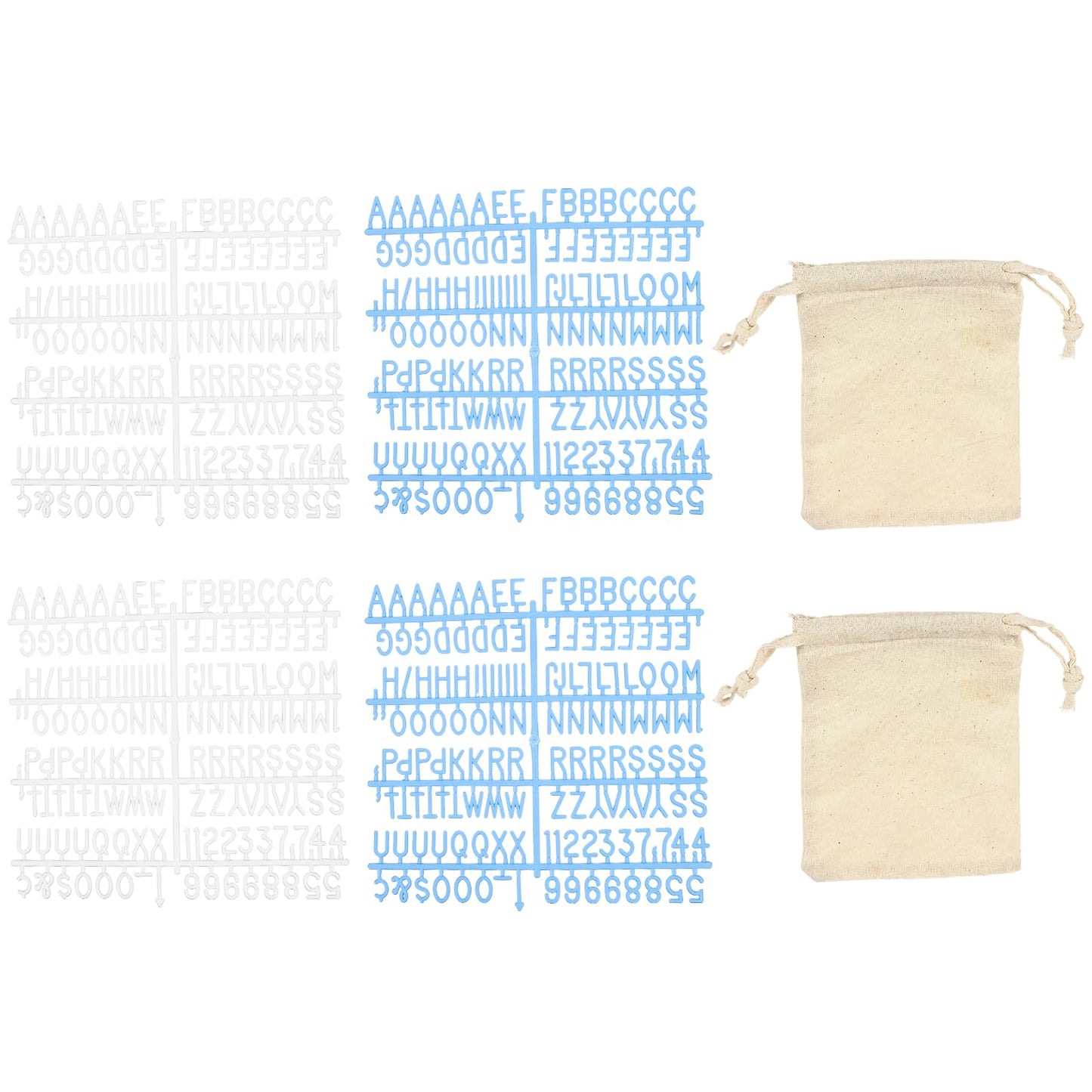 PATIKIL 588 Piece Plastic Letters Set for Felt Letter Board, White/Blue Alphabet Message Board Accessories Including Letter Numbers with Restraint Strap for Cafe, Wedding, Birthday