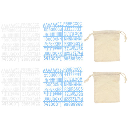 PATIKIL 588 Piece Plastic Letters Set for Felt Letter Board, White/Blue Alphabet Message Board Accessories Including Letter Numbers with Restraint Strap for Cafe, Wedding, Birthday