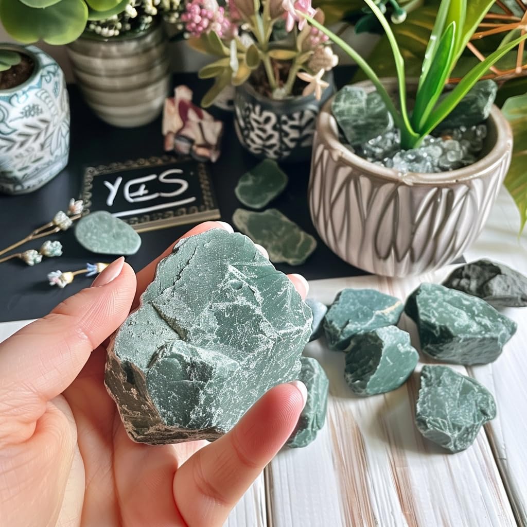Luckeeper 1 lb Green Aventurine Bulk Raw Crystals and Healing Stones for Tumbling, Wire Wrapping, Wicca Reiki,Meditation