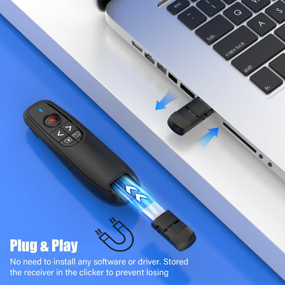 Presentation Clicker Wireless Presenter Remote Clicker, USB C PowerPoint Clicker for Presentation, RF 2.4GHz Computer Presenter Clicker Slide Advancer for Google Slides,Mac,Laptop