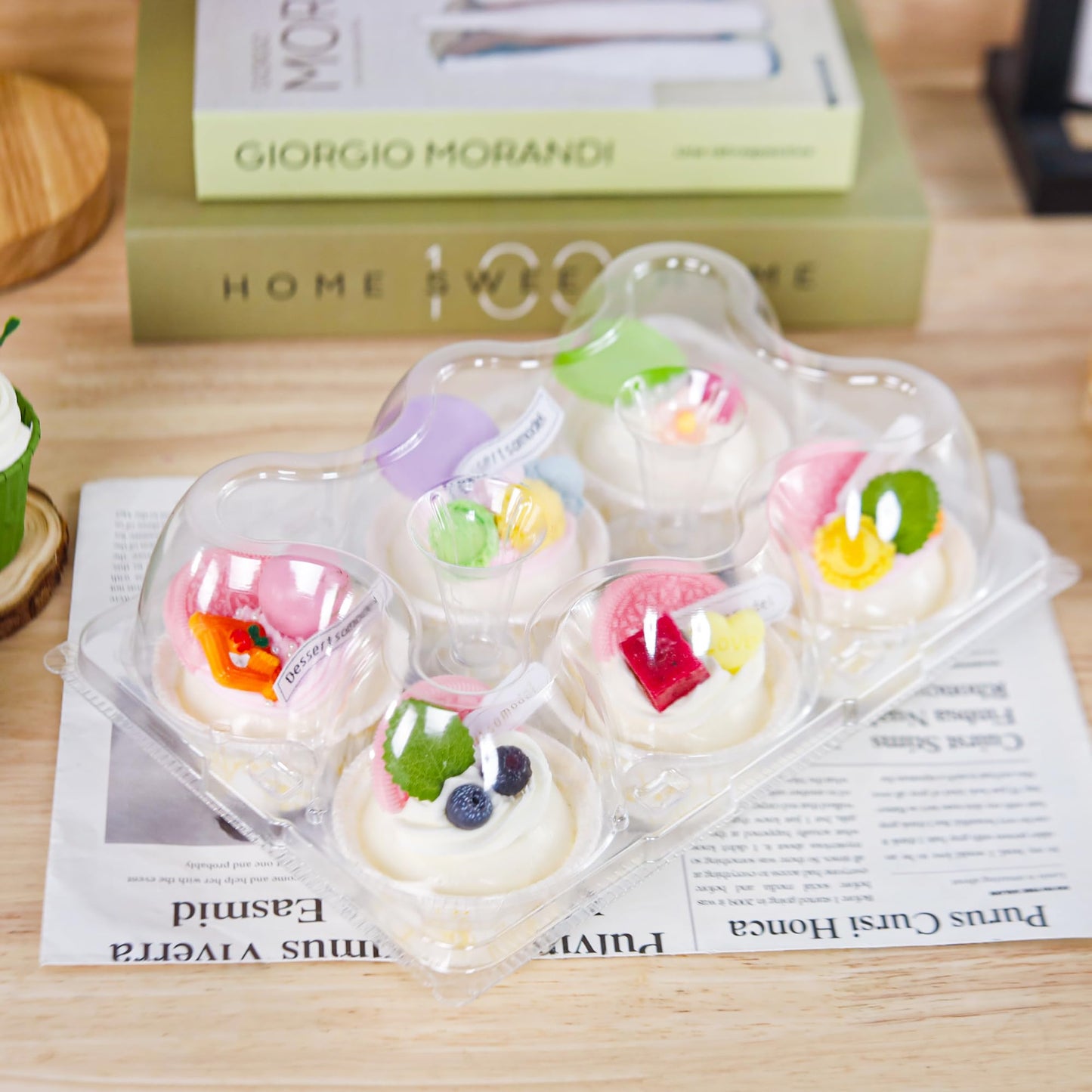 NPLUX 6 Count Cupcake Containers 60 Pack Cupcake Holders Clear Plastic Stackable Cupcake Boxes with Detachable Tall Dome Lids for 360 Cupcakes, BPA Free, Standard Size