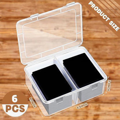 Vicenpal 300 Card Storage Box Compatible with Mtg TCG Clear Plastic Trading Card Storage Box with Removable Divider Hard Trading Deck Case for Baseball Football Game Organizer Collector(2 Pcs)