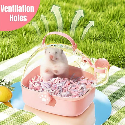 Hamster Carrier Cage, Portable Small Animal Carrier Cage with Water Bottle, Guinea Pig Outgoing Cage Hamster Travel Carry Case for Small Pets, Gerbils, Chinchillas, Dwarf Hamster