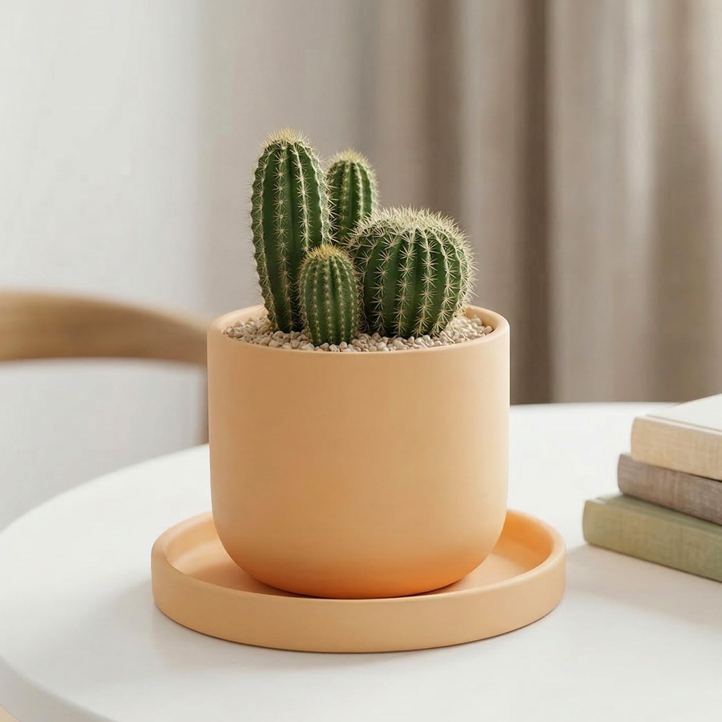 Miayon 4 Pack Ceramic Plant Saucer Tray 4.72 Inch Round Flower Pot Drip Trays for Indoor Outdoor Plants Succulents