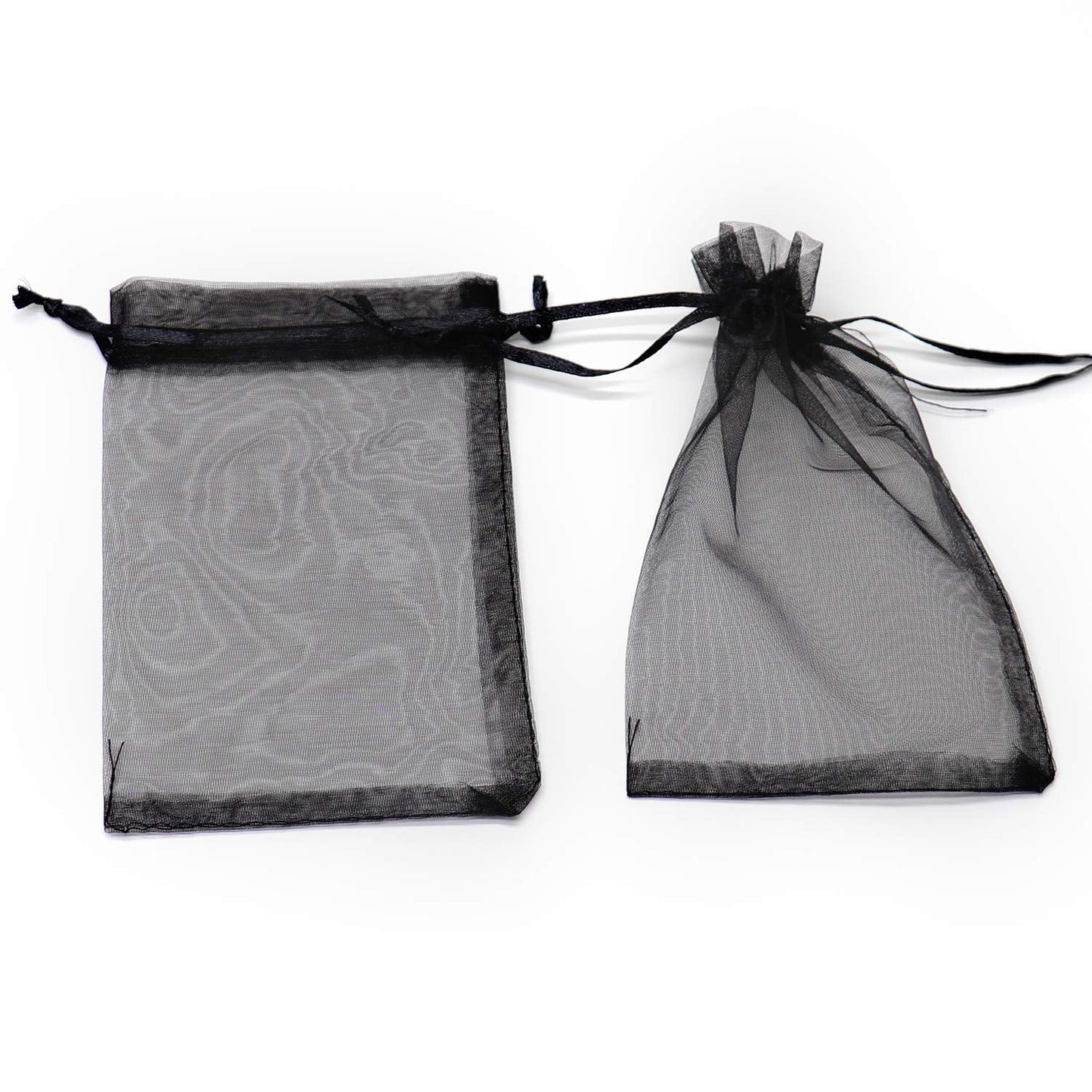 Bezall 100Pcs Black Organza Bags 3.5x4.5 Inch, Small Mesh Bags Drawstring Jewelry Candy Pouches Funeral Halloween Party Favor Bag