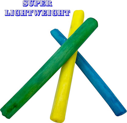 by M&M 5517 Skinny Rainbow Sola Logs Pk12 - Handcut Lightweight Sola Wood Foot Toys, Skinny Cut Wood Logs, Bright Assorted Colors, Great Foraging Fun for Small to Med Size Pets