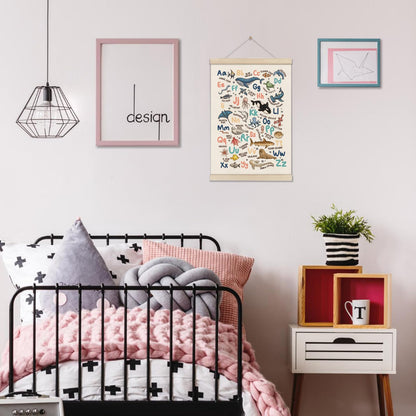 DOI-LANEE Alphabet Ocean Poster Hanger Frame 16x12 Inch, Educational Montessori Posters Toddler, Ocean Room Decor, Alphabet Chart for Preschool Classroom, ABC Learning, Sea Life Decor