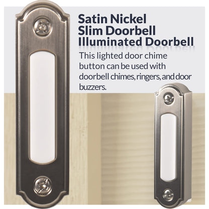 Newhouse Hardware LED Lighted Metal Door Chime Push Button (Oil-Rubbed Bronze) | Surface Mount Lighted Door Bell Button | Replacement Wired Doorbell Button for Most Door Bell Chimes