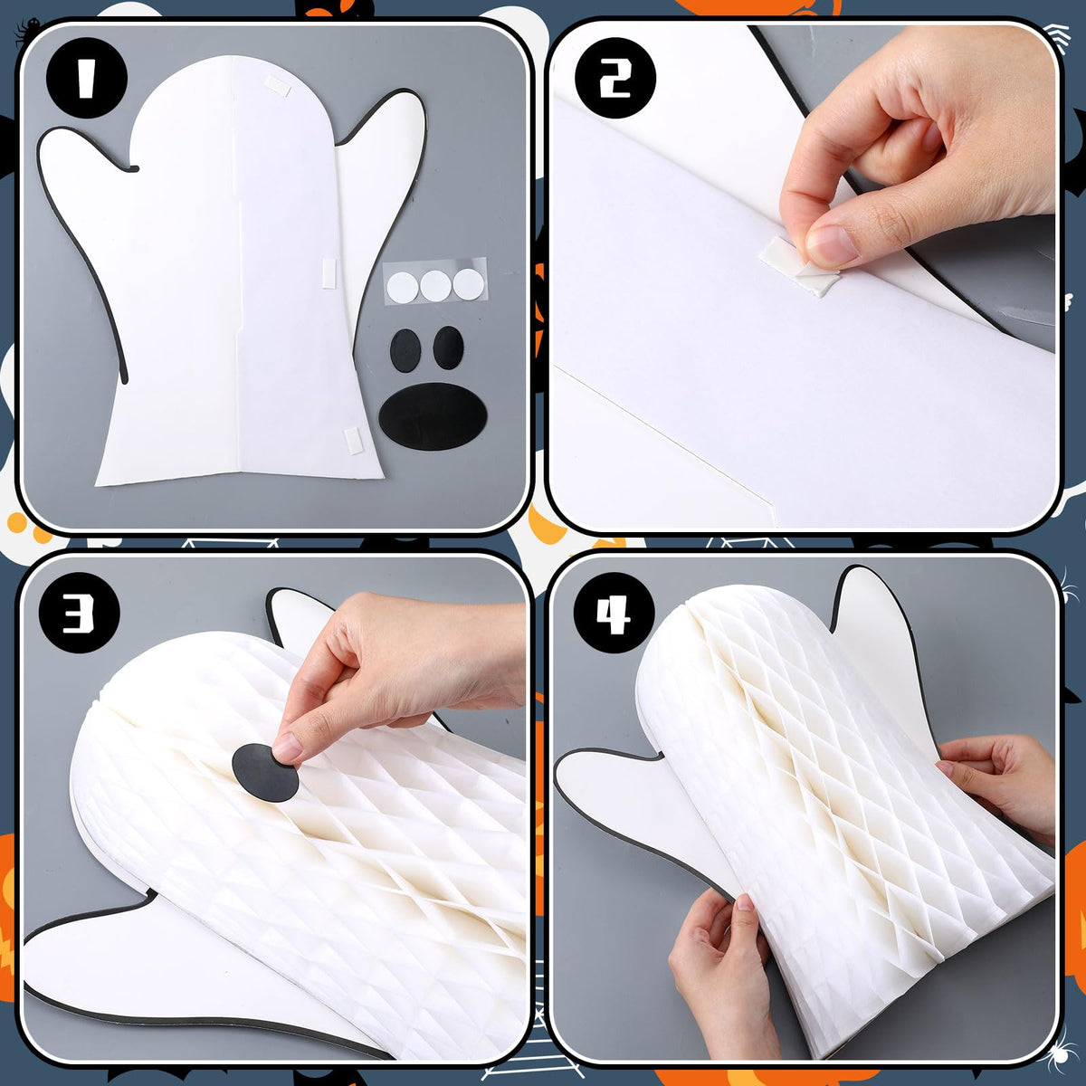 Bencailor 3 Pcs Ghost Table Decorations Christmas Honeycomb Decorations Ghost Table Centerpiece Halloween Christmas Party Decoration Topper for Party Home Room Desk Decor(White)