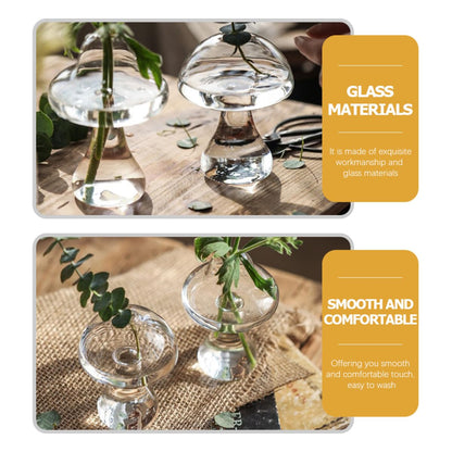 Zerodeko 2pcs Mushroom Shaped Glass Vases for Flowers Small Hydroponic Terrarium Plant Holders Decorative Office and Home Décor Containers
