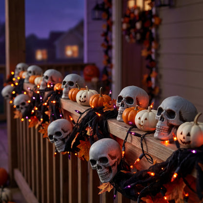 12 PCS Mini Skull Heads, 2 Inch Realistic Plastic Skeleton Skulls for Halloween Decor, Gothic Home Decor, Haunted House Props, DIY Crafts & Party Table Decor