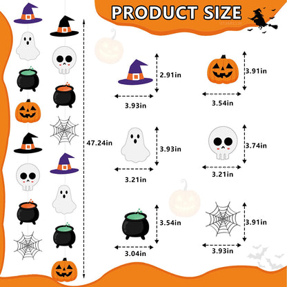 Halloween Hanging Decorations Halloween Party Banner Cute Hallowee Decor with Hallowee Witch Ghost Pattern Card Banner 8PCS Holiday Decorations, Hocus Pocus Hallowee Decorations