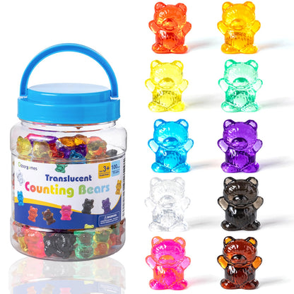 Odoorgames 100 Pcs Translucent Bear Counters - Light Table for Kids - Kindergarten Classroom & Light Table Manipulatives