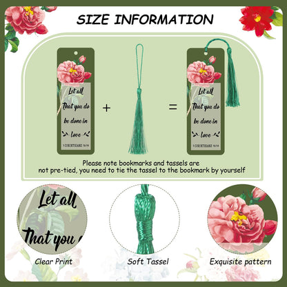 Spakon 140 Pcs Bible Verses Bookmarks Bulk Christian Church Gifts Inspirational Scripture Religious Bookmarks with Tassel Motivational Positive Page Marker for Woman Mom Mother Reading Gifts