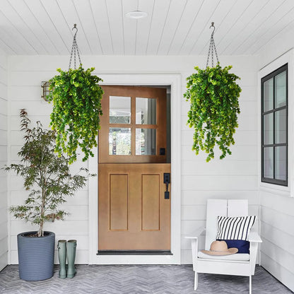 ZFProcess Artificial Faux Hanging Plants Basket for Spring Summer Outdoor Decoration, Fake Eucalyptus Plant UV Resistant Look Real for Outside Porch Home Patio Balcony Yard(Eucalyptus)