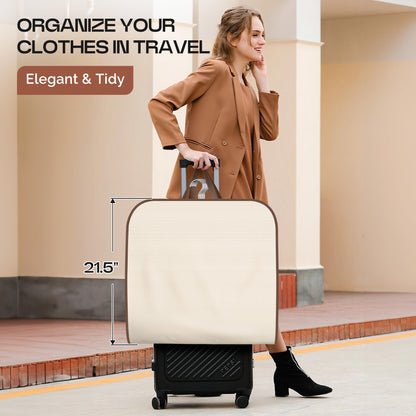 MISSLO 43" Hanging Garment Bags for Travel for Women Heavy Duty Mens Suit Bag Travel Foldable Suit Cover Bags for Closet Storage for Coats, Jackets, Shirts, Clothes, Beige