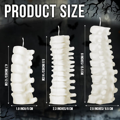 Nuanchu 3 Pcs Spine Candles Set Halloween Spooky Candles Spine Goth Decor Halloween Table Centerpiece Novelty Votive Decoration with 3 Sizes Gothic Gift for Skeleton Lover Chiropractor Party