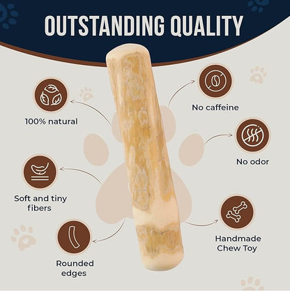 Coffee Wood Chew and Cotton Rope Toy for Dogs - 100% Natural, Organic Wood Stick for Chewers Teeth Cleaning, Training - Size M