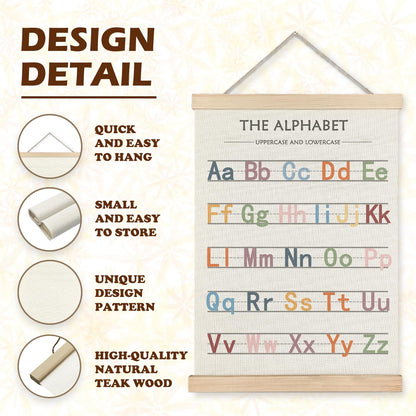LUVADIAN Playroom Decor Alphabet Poster - Alphabet Numbers Educational Poster Hanger Frame Set of 2, Toddler Learning Posters for Nursery Kids Room Playroom Classroom Decor, 12x16 Inches