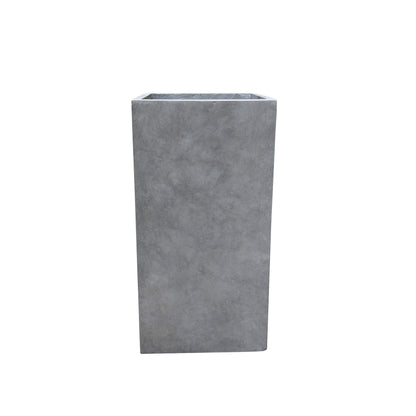 28" H Square Natural Concrete/Fiberglass Indoor Outdoor Modern Seamless Tall Planter