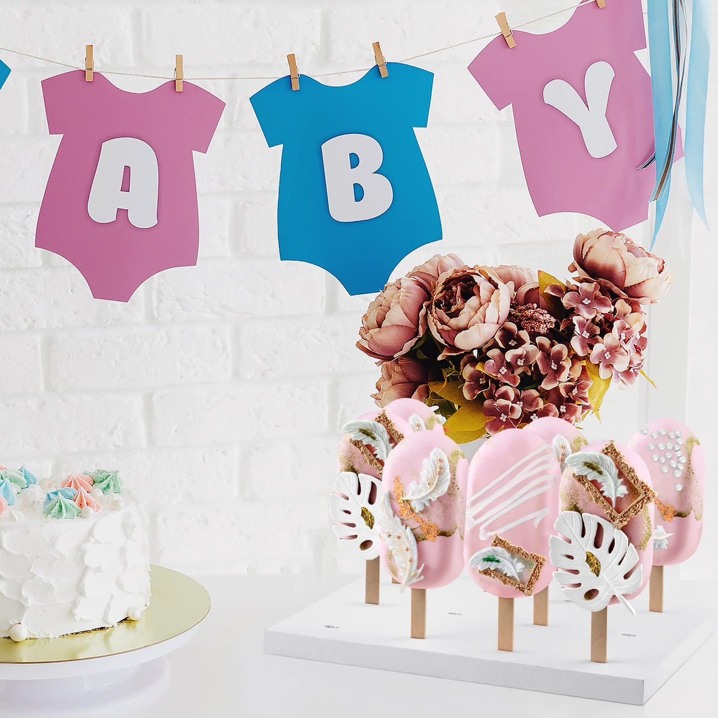 Qunclay 2 Pcs Wood Cakesicle Stand Display - 12 Count Cake Pop Sticks Holder Reusable Dessert Table Ice Cream Lollipop Stands for Wedding Shower Birthday Party Baby Shower