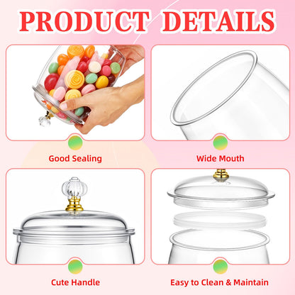 mwellewm 128 OZ Candy Jar with Lids Large Plastic Cookie Jar with Spoons Clear Apothecary Container Decorative Kitchen Airtight Snack Storage Organization for Wedding Home Kitchen Bar Decoration