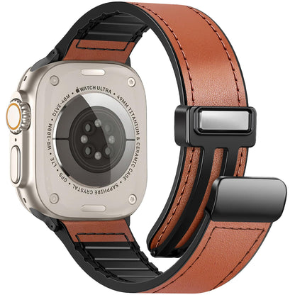 WestEagle Magnetic Leather Bands Compatible with Apple Watch 49mm 46mm 45mm 44mm 42mm(S3/2/1) for Men Women, Genuine Leather with Magnetic Buckle for iWatch Ultra1/2/3 Series SE11/10/9/8/7/6/5/4/3/2/1