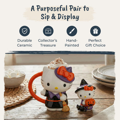 Blue Sky Clayworks Hello Kitty Bewitching Halloween Figural Mug and Lovely Figurine Gift Set, 2-Pieces, Kitchen Accessories, Sanrio, Ceramic