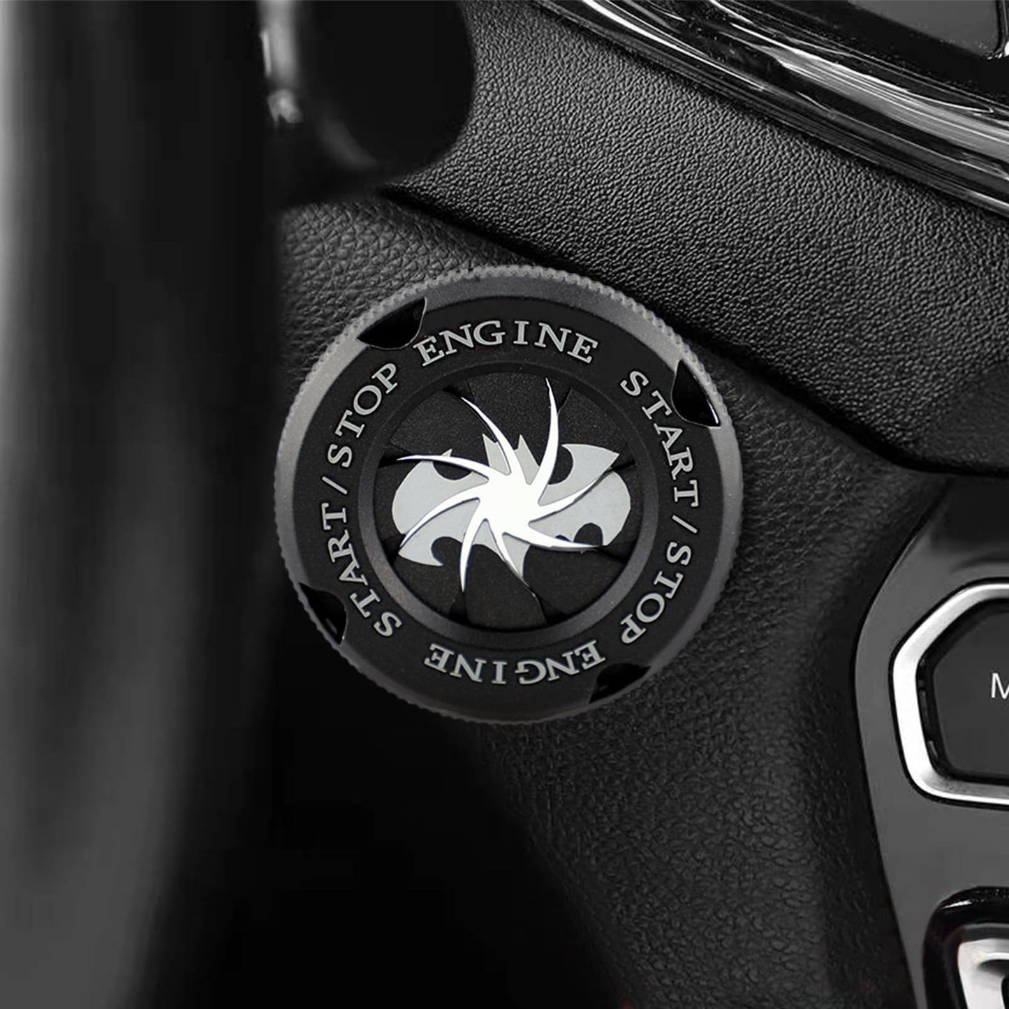 Bat Rotary Car Push Start Button Cover, Engine Start Stop Button Cover Interior Accessories, Anti Scratch Universal Protective DIY Decoration, Gift for Men (Bat Black)