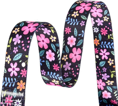 Mihqy Dog Collar with Bohemia Floral Tribal Geometric Patterns - Soft Ethnic Style Collar Adjustable for Small Medium Large Dogs(Floral,L)